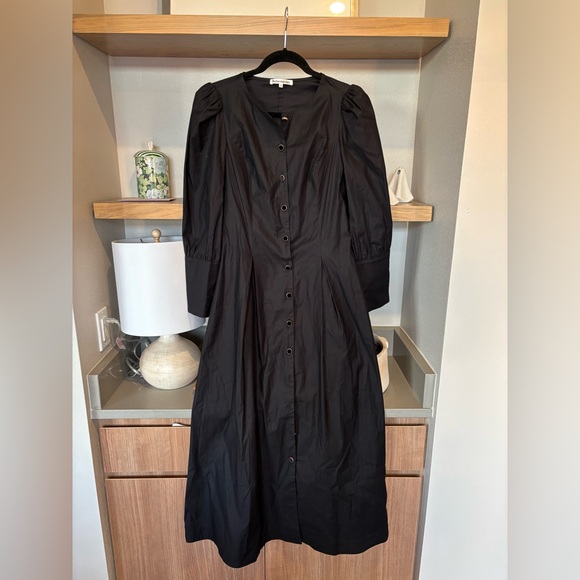new Reformation halia button down black midi dress - Picture 4 of 9